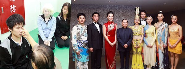 悟覺妙天禪師接見以演出「千手觀音」而聞名的「中國殘疾人藝術團」，一一為團員靈療加持